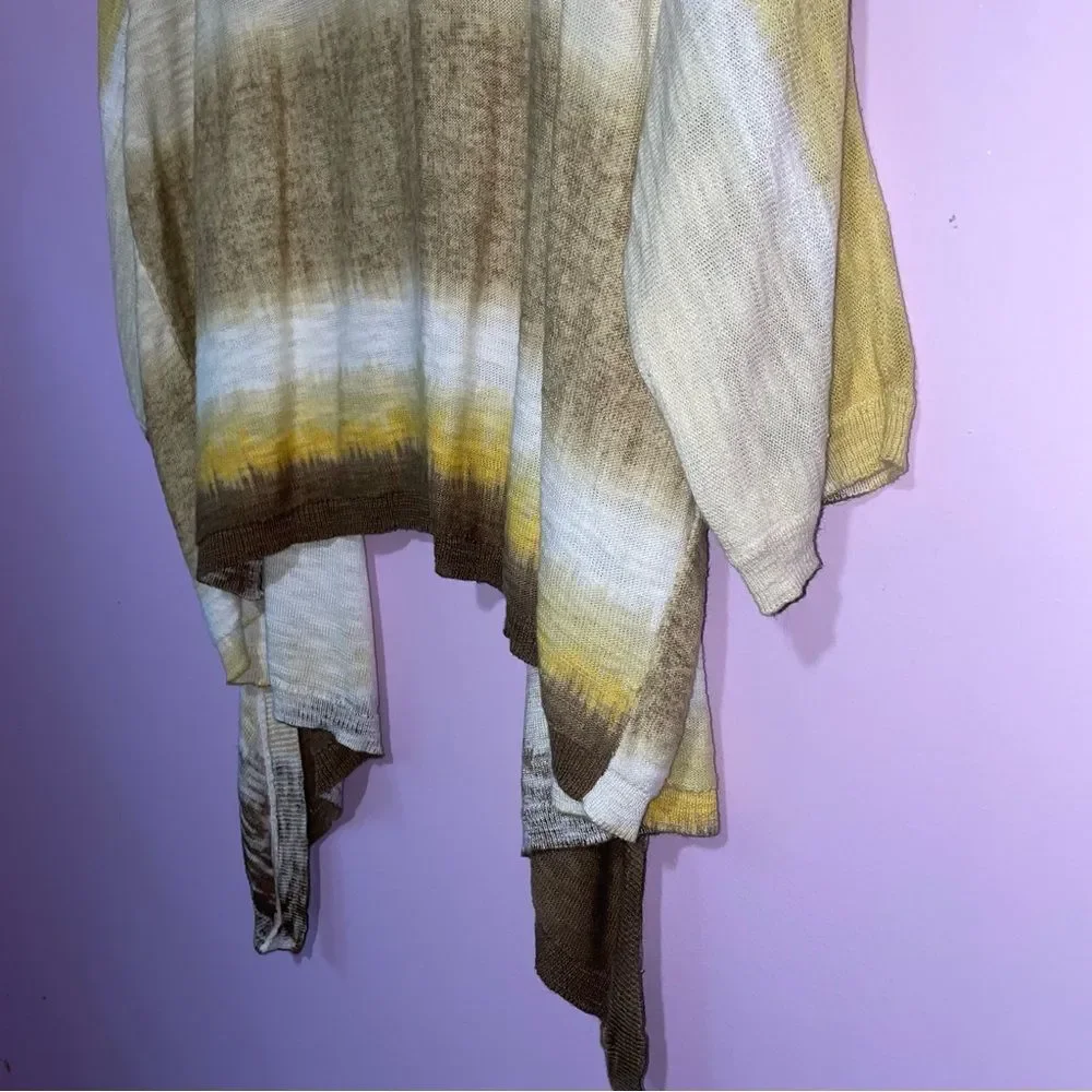 Chico's Cardigan Womens Size L Open Front Knit Kimono Boho Tie Dye Beachy